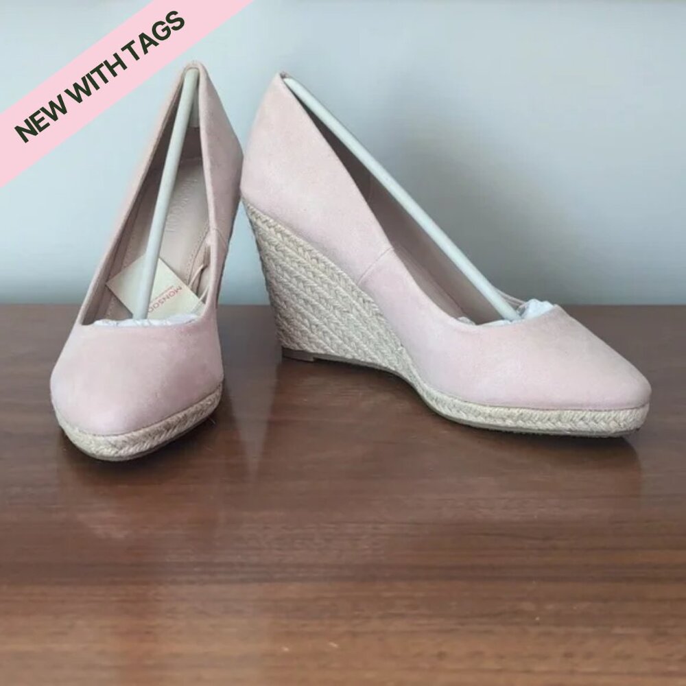 Monsoon Espadrille Wedges NWT Size US 7 Kate Middleton Light Beige